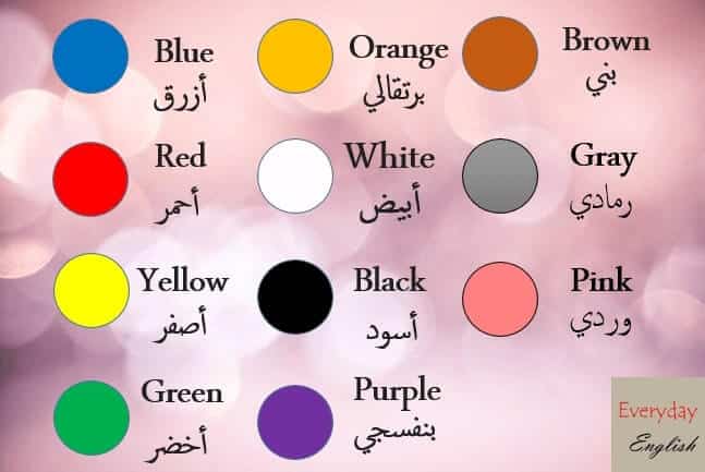 اسماء الالوان بالانجليزي