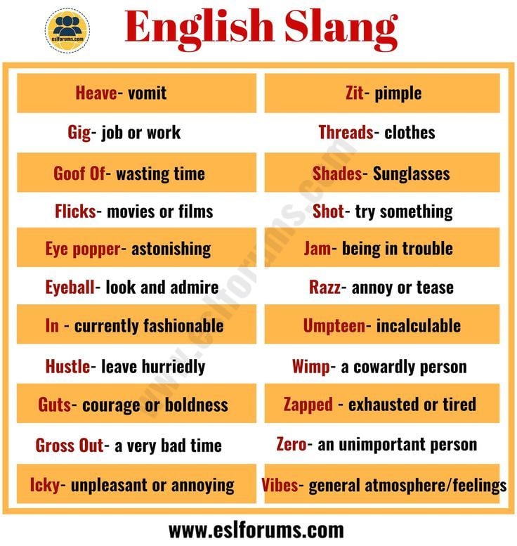 كلمات عامية بالانجليزي