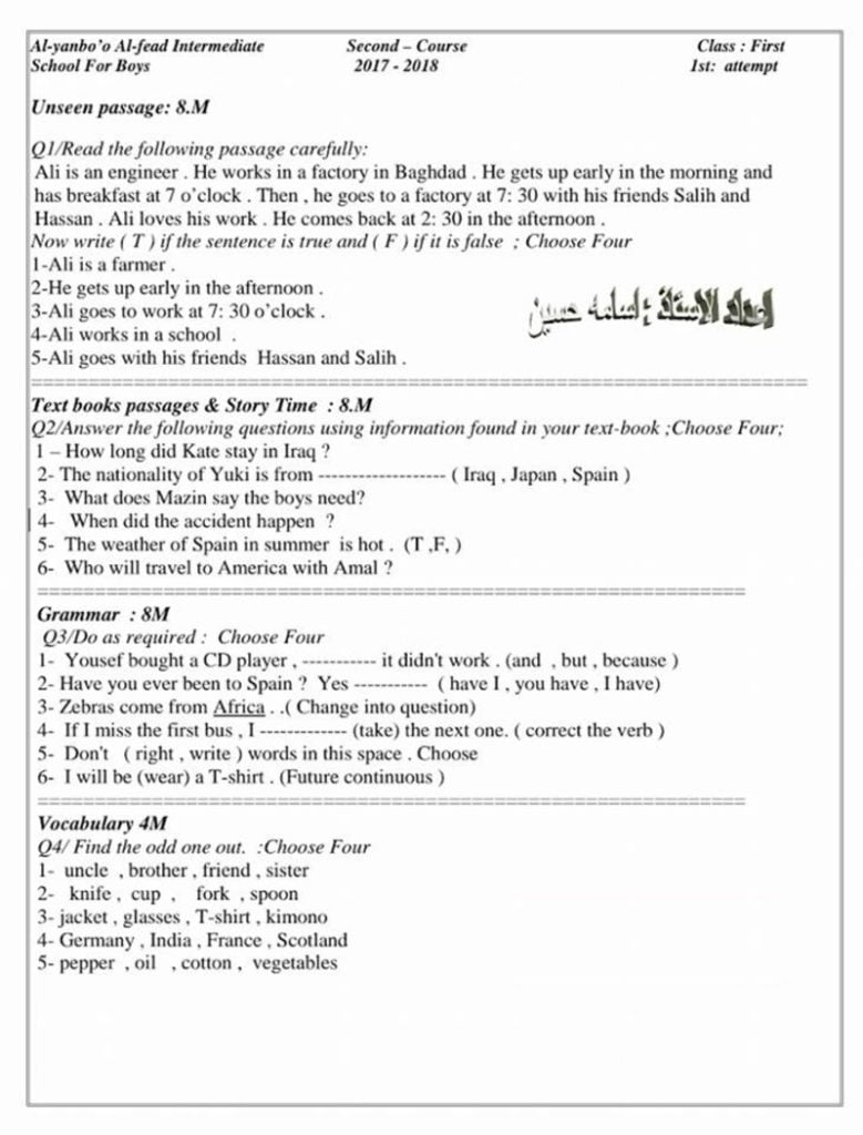 ملخص انجليزي اول متوسط الفصل الاول 1442