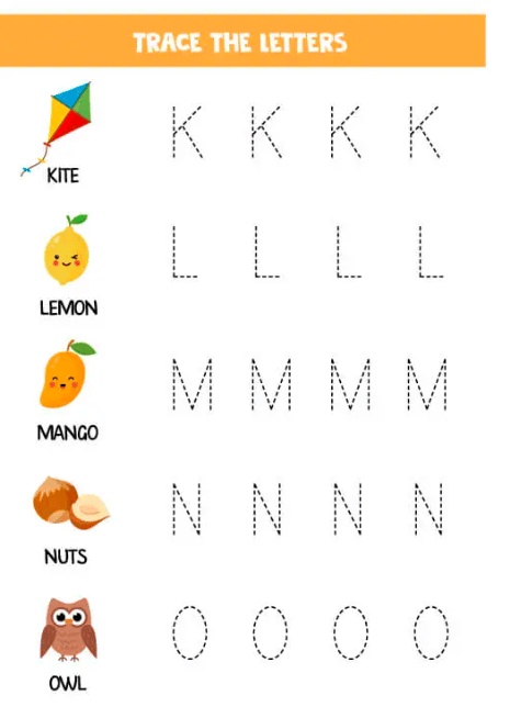 ورقة عمل الحروف الانجليزية